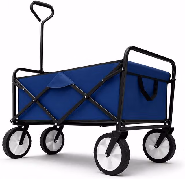 Oypla Heavy Duty Foldable Garden Trolley Cart in Blue and Black