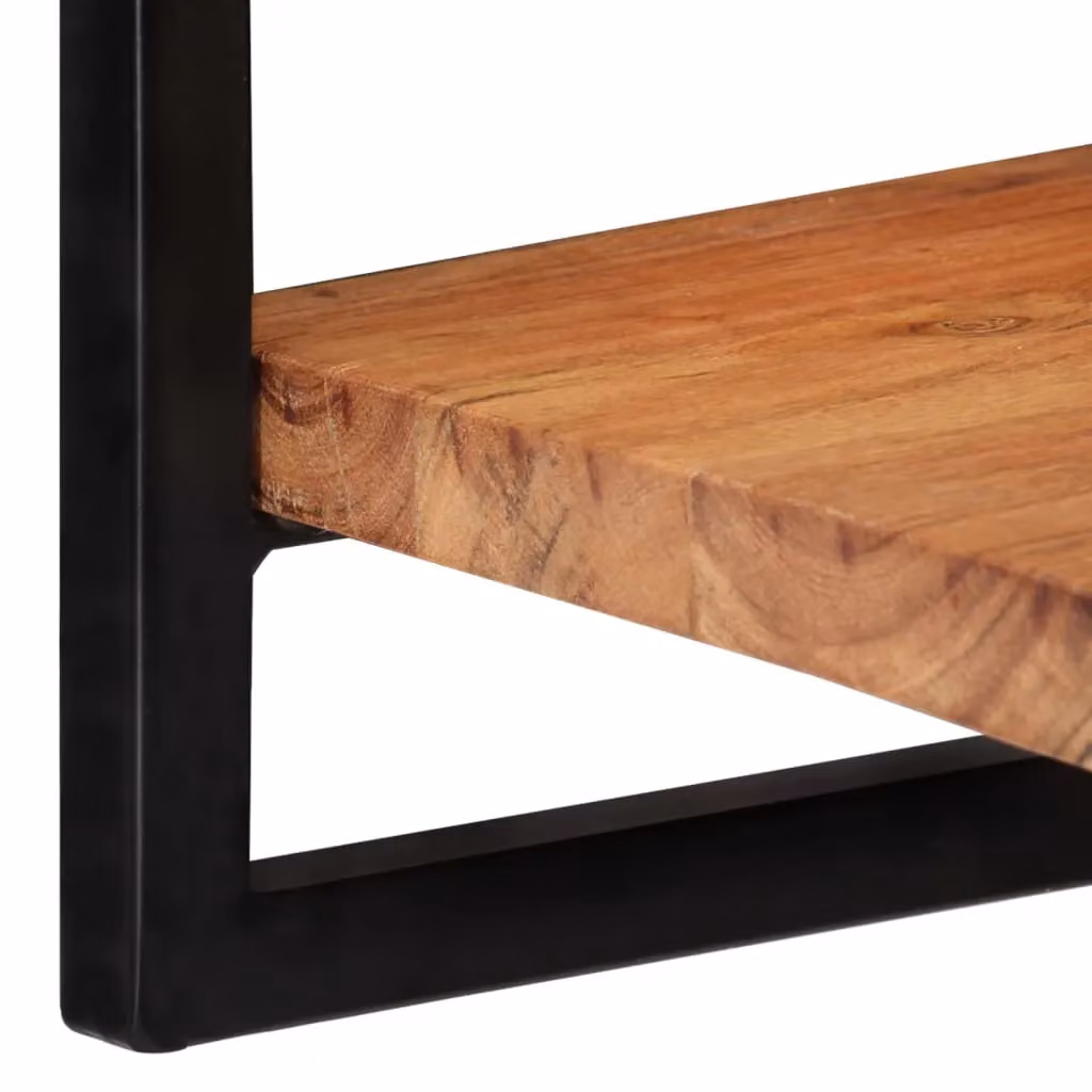Berkfield Home Set of 2 Industrial Wall Mounted Shelves in Brown Acacia Wood and Steel, W/D/H: 25 x 25 x 35 cm – 4