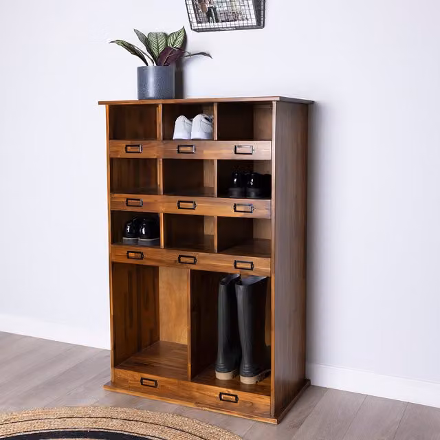 Charnwood Large Shoe and Boot Locker in Black and Brown Acacia Wood