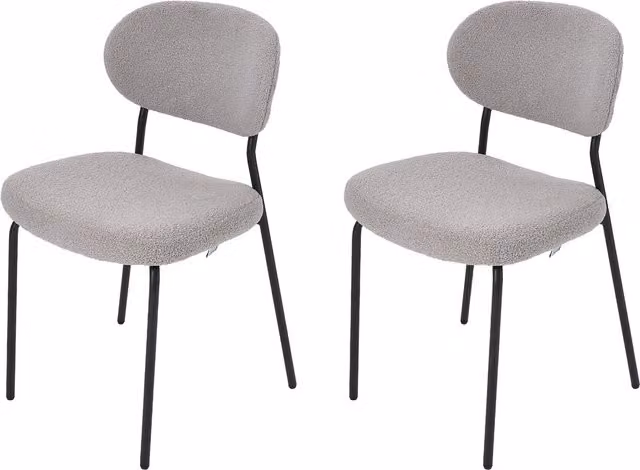 Livingandhome Set of 2 Modern Upholstered Dining Chairs with Metal Frame in Grey