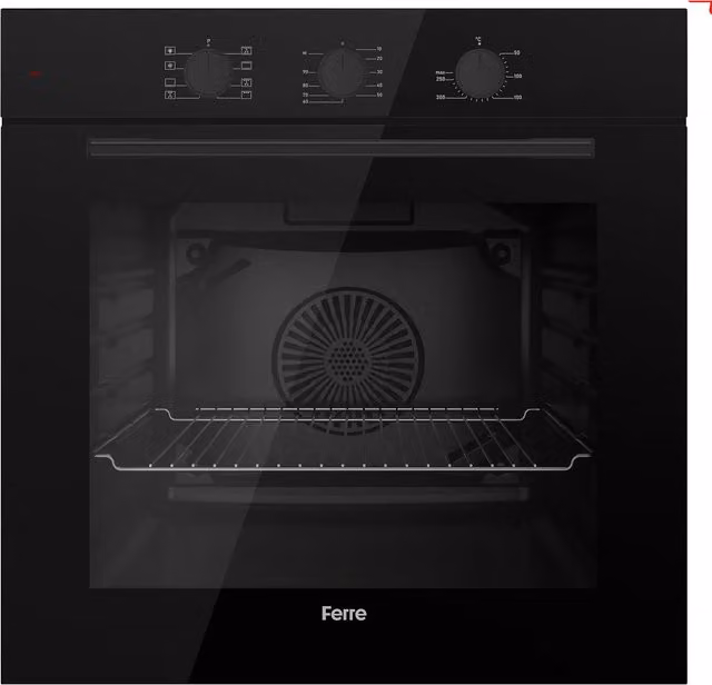 Ferre 68L Electric Built-in Turbo Fan Oven with Glass Finish in Black