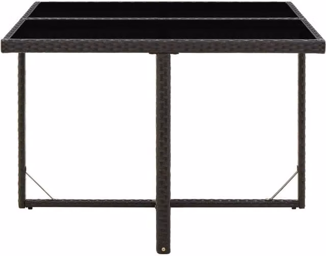 Berkfield Home Black Poly Rattan and Glass Rectangular Garden Table W/D/H: 107 x 107 x 74 cm – 1
