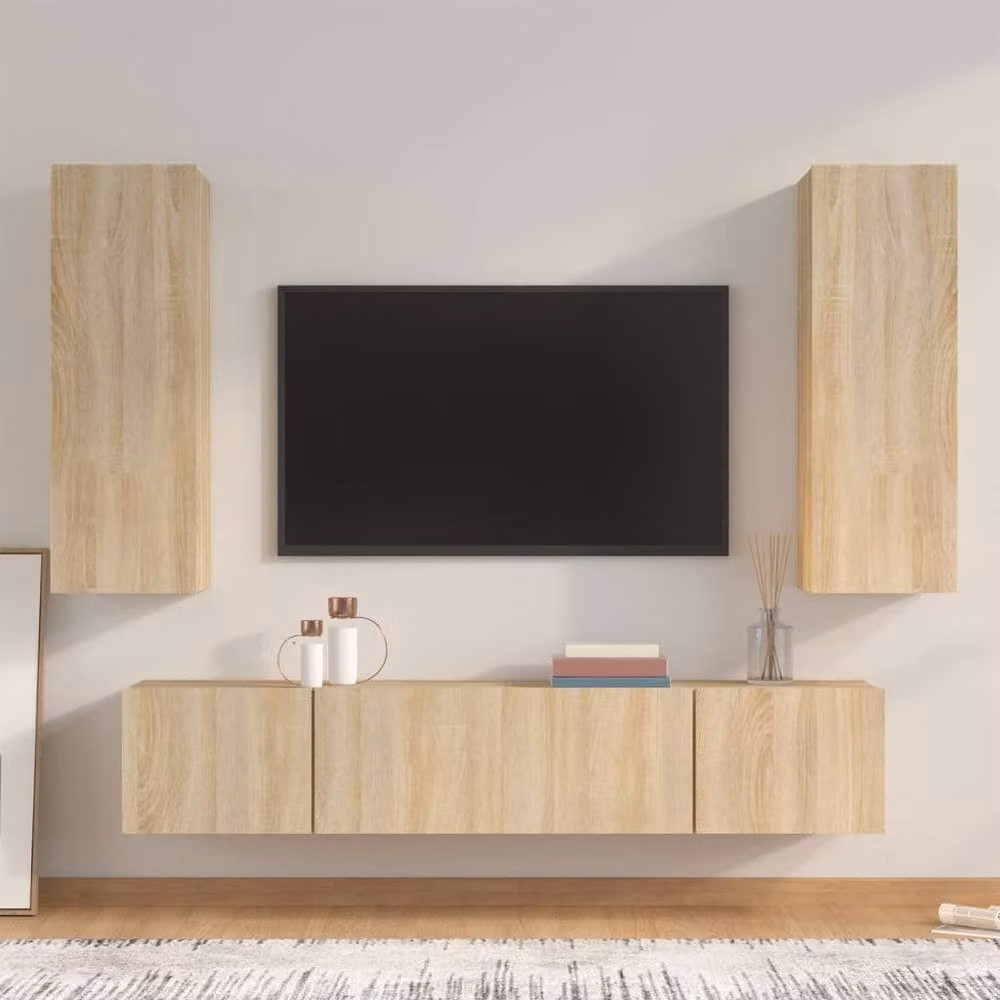 Berkfield Home 4 Piece Sonoma Oak TV Cabinet Set in Light Oak – 2