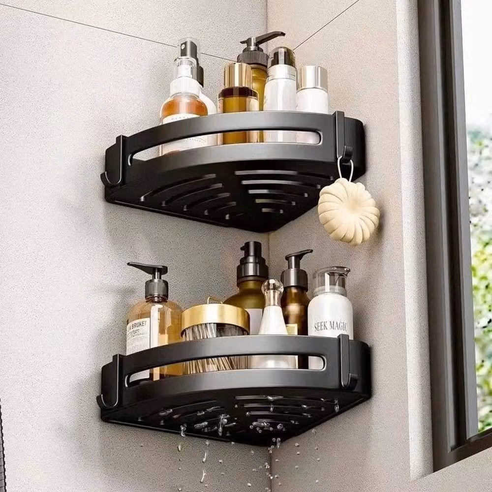 Kelvenix 2-Layer Corner Shower Caddy Storage Rack in Black – 5
