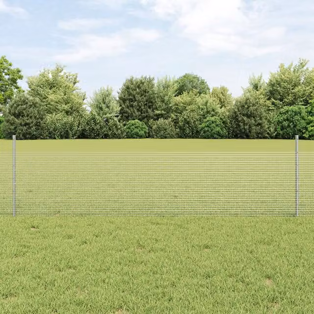 Berkfield Home Set of 2 Large Rectangular Garden Fence Panels in Silver Galvanised Steel – 1