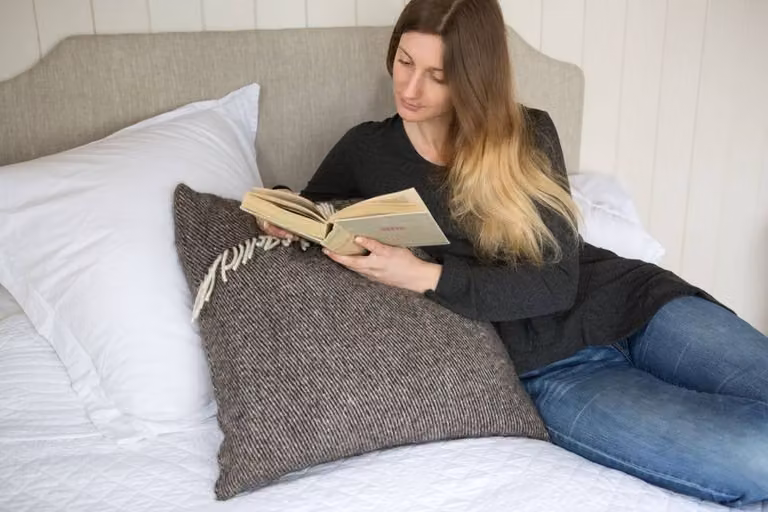 Romney Marsh Wools Fostum British Soft Wool Cushion in Grey with Pearl Drop Design, W/D/H: 45 x 45 x 45 cm