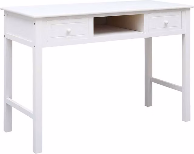 Berkfield Home White Wood Writing Desk, W/D/H: 110 x 45 x 76 cm