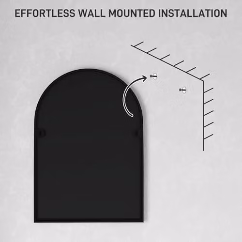 HOMCOM Arch Wall Mirror with Black Metal Frame, W: 50 cm, H: 70 cm – 3