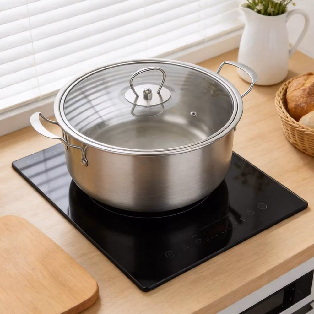 EONLION Stainless Steel Cookware Set with Glass Lids in Silver – 2