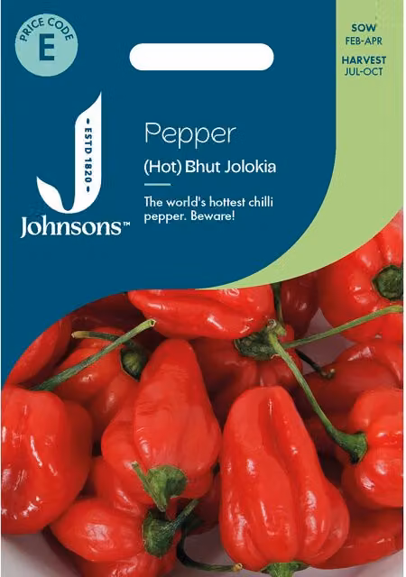 Johnsons Seeds Bhut Jolokia Hot Pepper Vegetable Seeds, Red