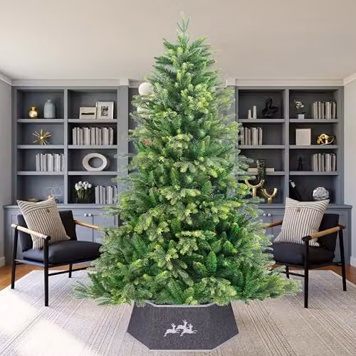 Shatchi Foldable Burlap Christmas Tree Skirt in Grey – 5
