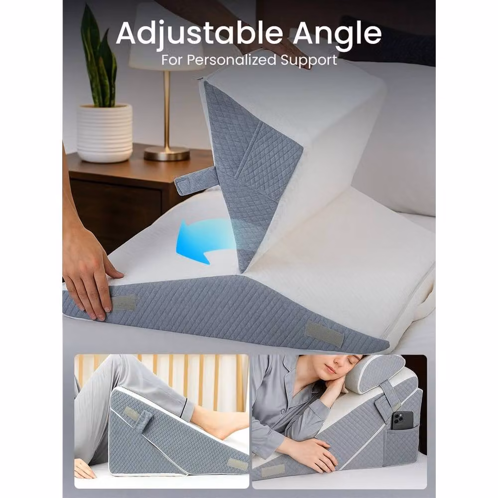 FLAVORA 12-in-1 Adjustable Memory Foam Wedge Pillow in Grey – 3