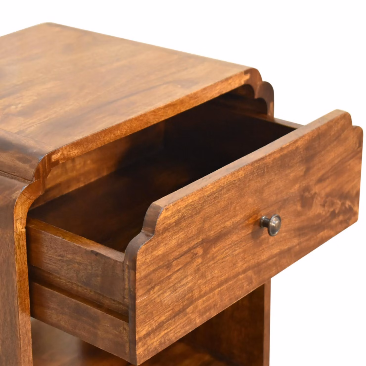 Aosom UK Newton Solid Wood Bedside Table with Drawer and Open Shelf, Brown, W/D/H: 45 x 35 x 50 cm – 3