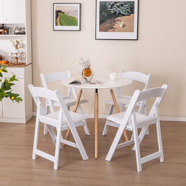 Costway Set of 4 White Resin Folding Garden Chairs