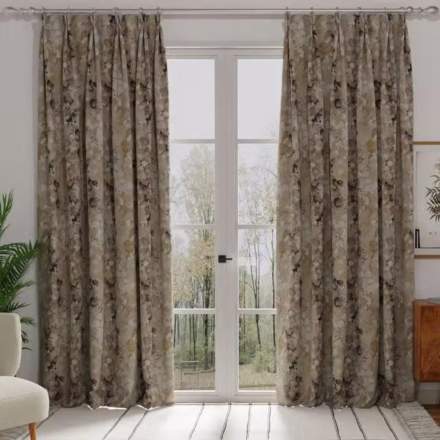 Terrys Grey Graphic Blackout Fabric Panel Curtain