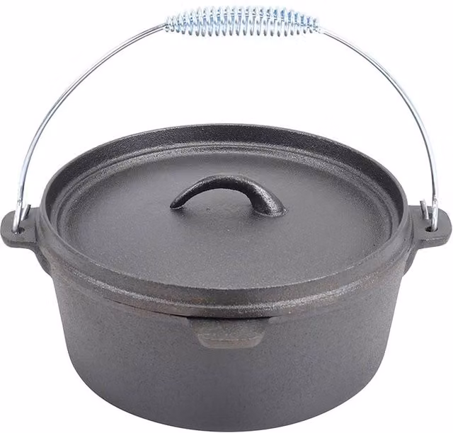 Garden Sanctuary 4.5L Cast Iron Camp Dutch Oven with Lid in Dark Grey – 1