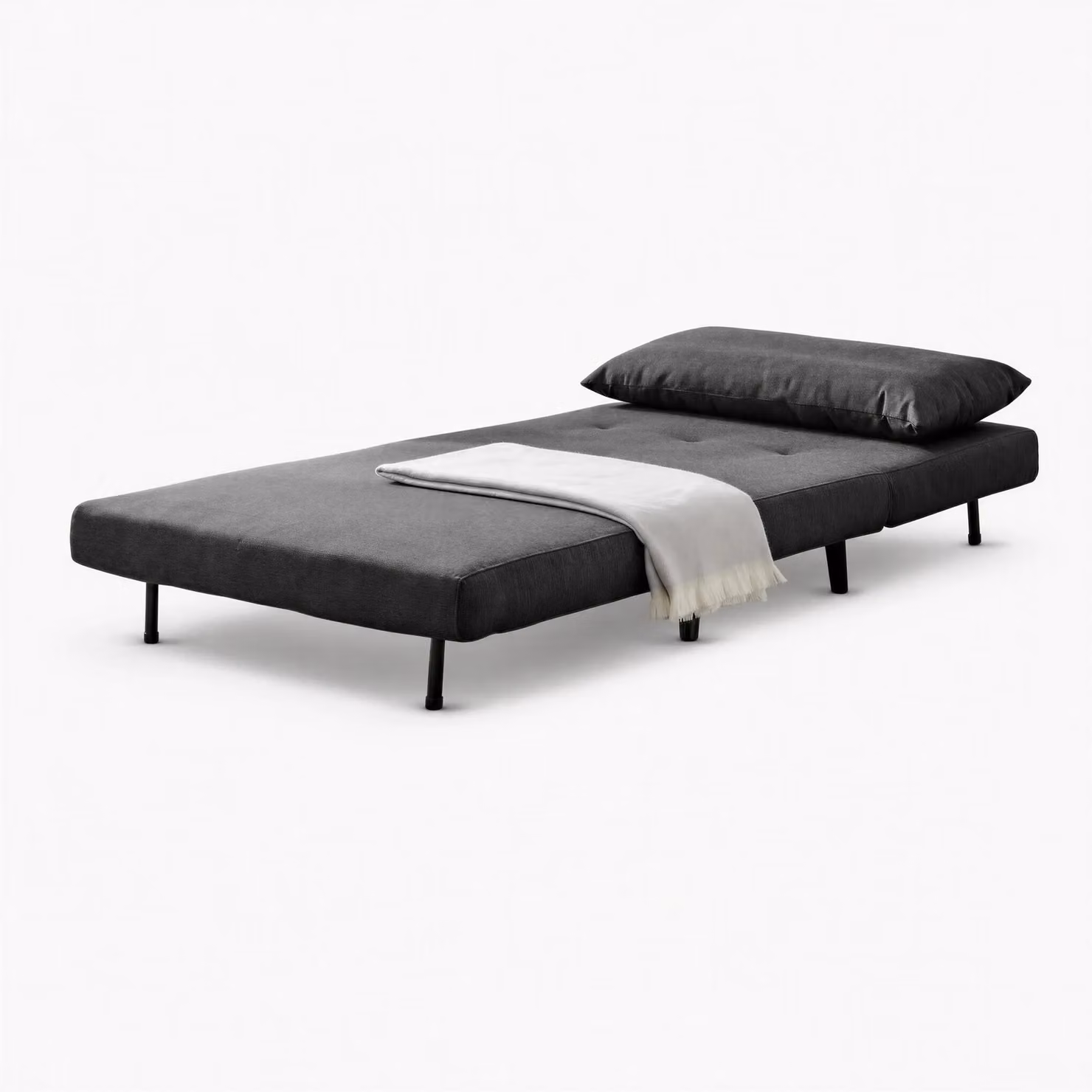 FurnitureboxUK Bobby Dark Grey Single Folding Sofa Bed Chair with Solid Wood Frame – 2