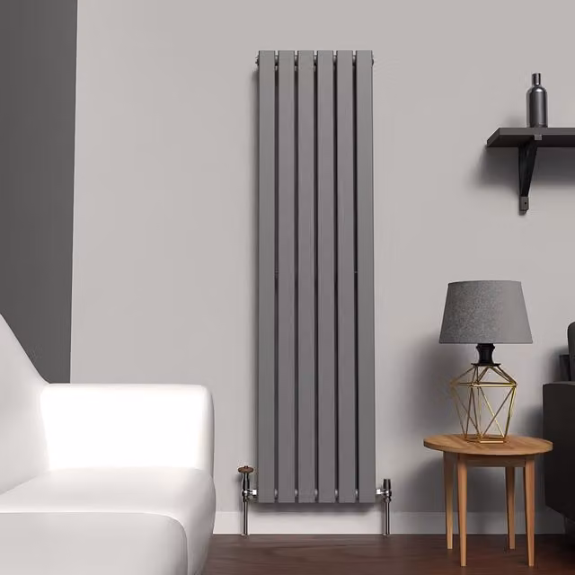 Lux Heat Anthracite Grey Flat Vertical Double Panel Designer Radiator H 160 cm x W 42 cm