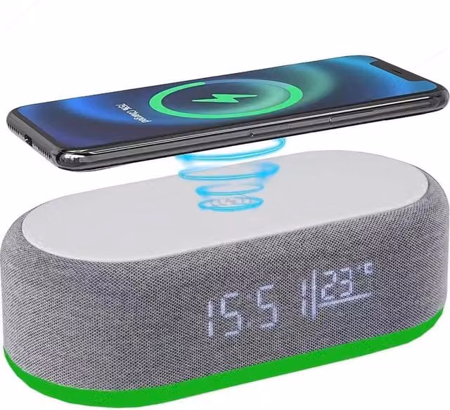 PAWNORA Digital Alarm Clock with 15W Charging in Grey – 1