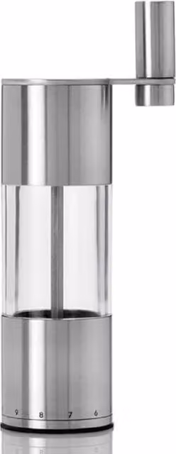 AdHoc Crank Mill Select Manual Pepper or Salt Mill in Silver with Stainless Steel and Ceramic Components