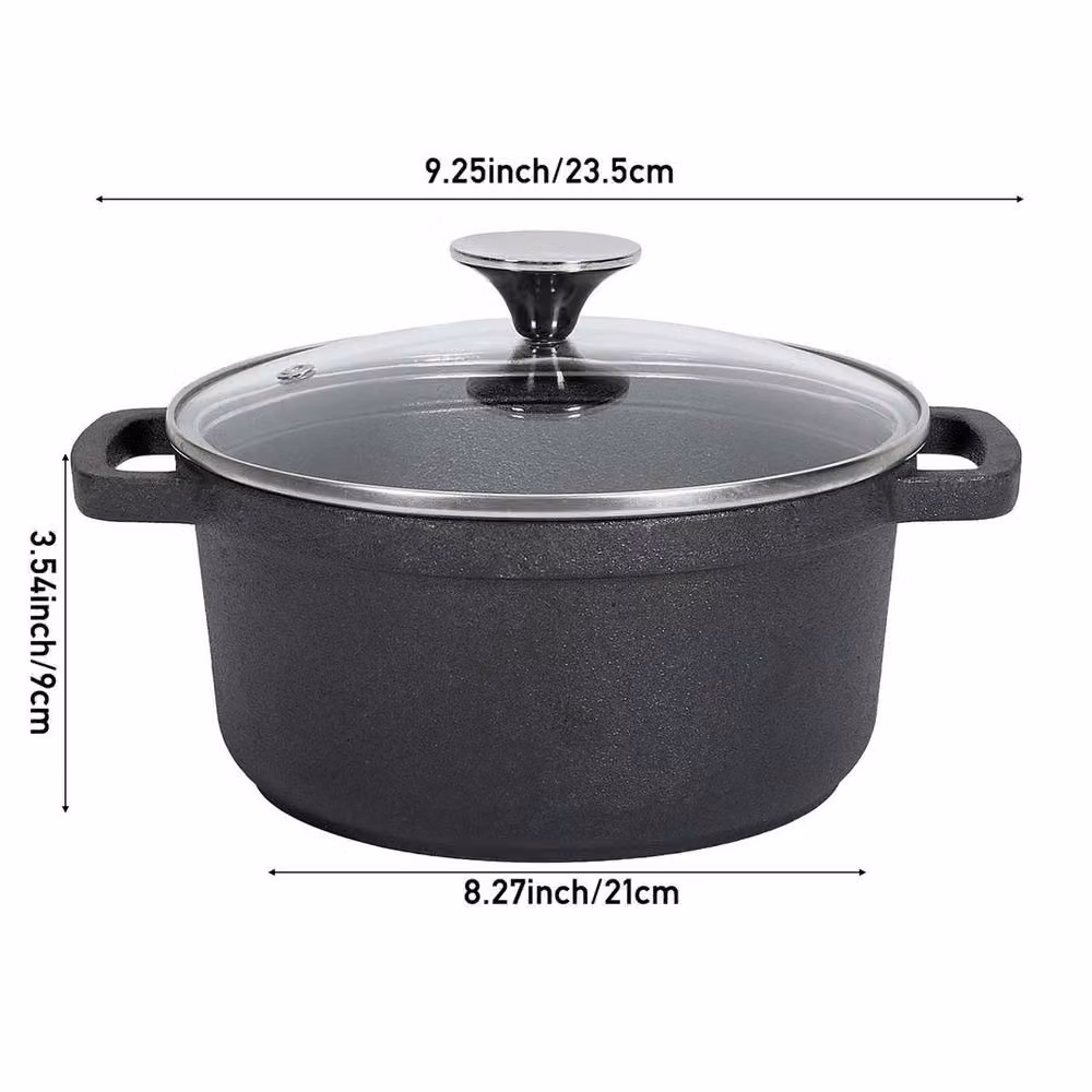 NESTLUNE Black Cast Iron Casserole Dish Pot for Stewing, W/D/H: 21 x 9 cm – 2