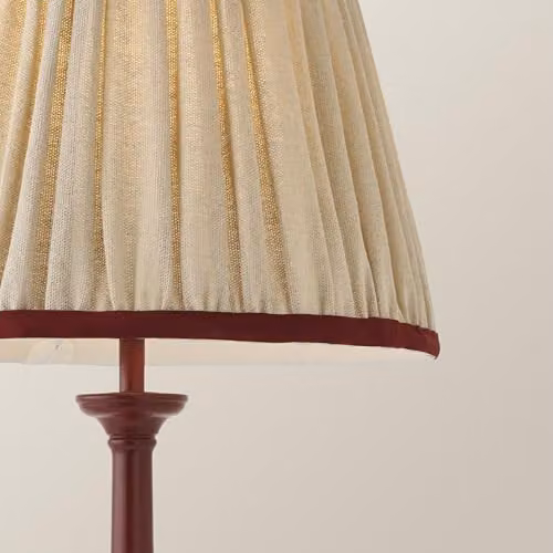 ValueLights Clara Candlestick Table Lamp with Red Fabric Pleated Shade – 3