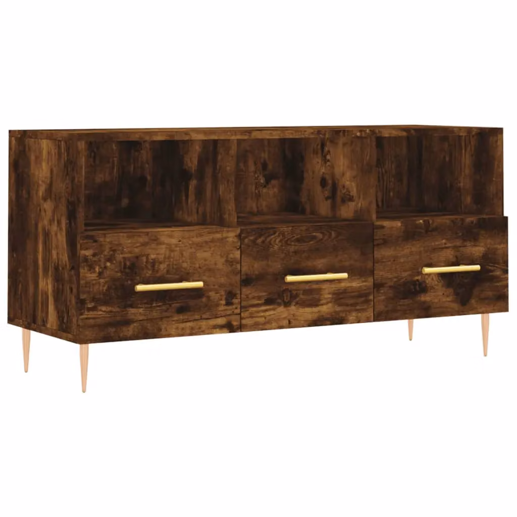 Berkfield Home Smoked Oak TV Cabinet in Brown, W/D/H: 102 x 36 x 50 cm – 2