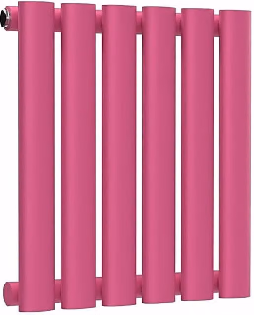 Lux Heat Oval Horizontal Wall Mounted Steel Radiator in Barbie Pink, W: 400 mm x H: 360 mm
