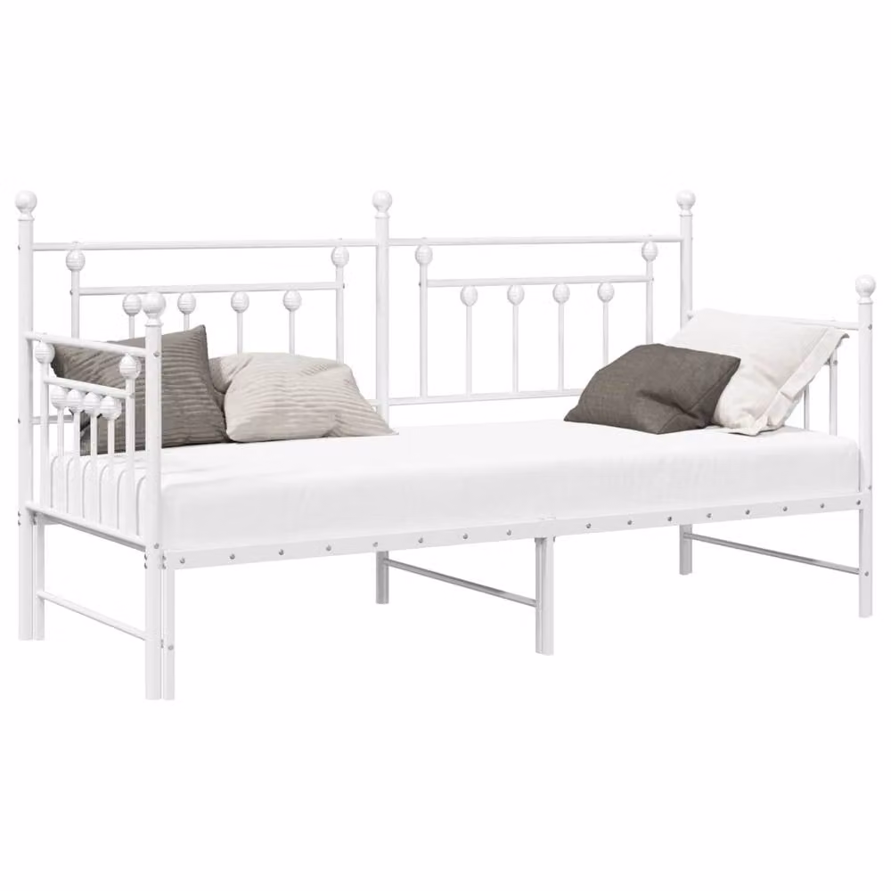 Berkfield Home Modern Metal Daybed Frame in White, W/D/H: 75 x 190 cm – 2