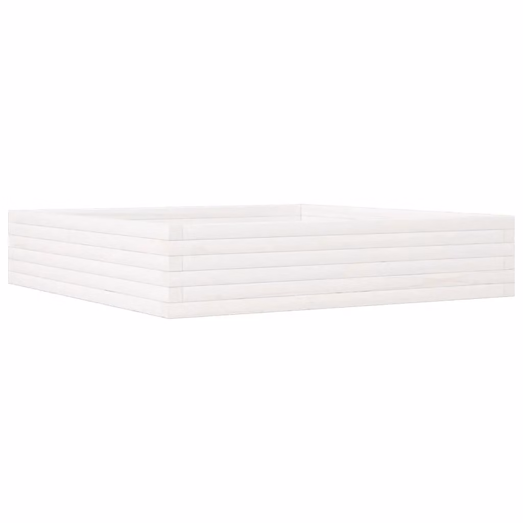 Berkfield Home White Pine Wood Garden Planter Tub W/D/H: 110 x 110 x 23 cm – 2