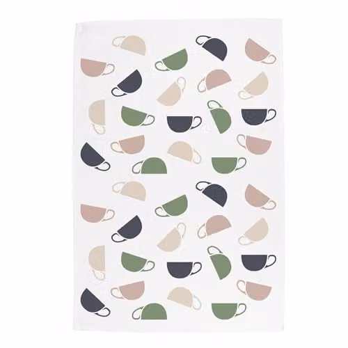 Purely Home Coffee and Tea Cups Kitchen Tea Towel in Multicolour, W: 67 cm, H: 45 cm