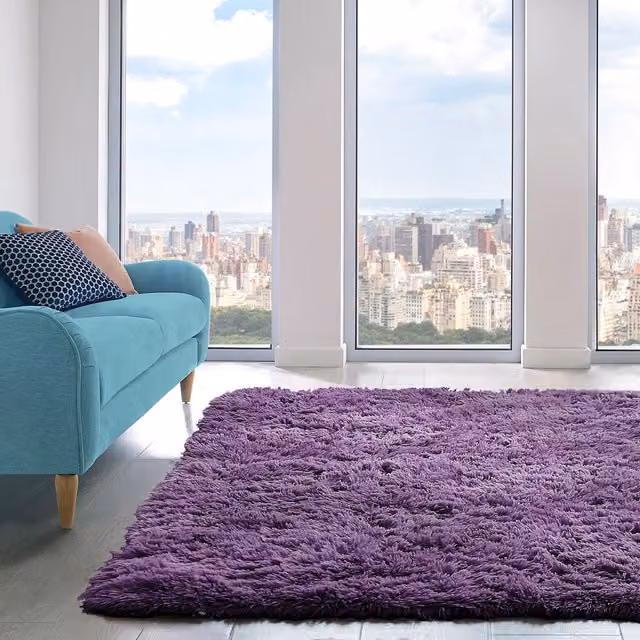 Home Republic Alaska Shaggy Anti Slip Machine Washable Rug in Purple, W/D/H: 200 x 300 cm