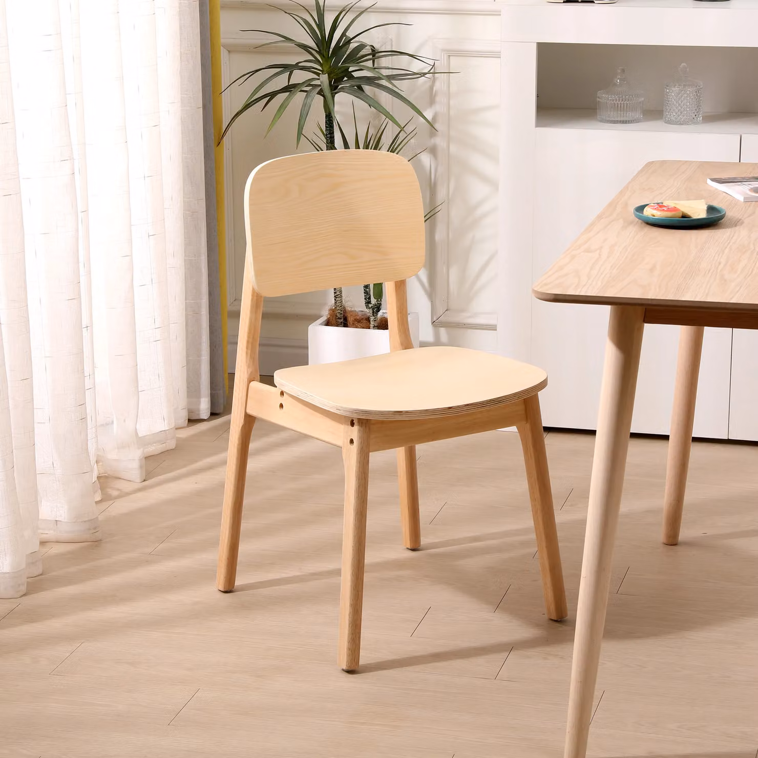 Nordlys Set of 2 Scandinavian Dining Room Chairs in Oak and Rattan with Beige Finish – 2