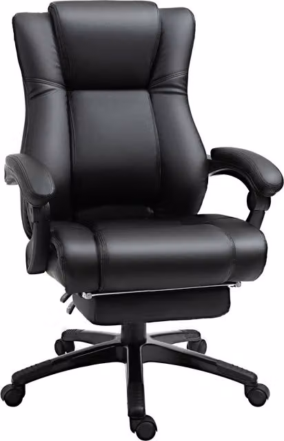 Vinsetto Executive Home Office Swivel Chair with Footrest and Headrest in Black PU Leather