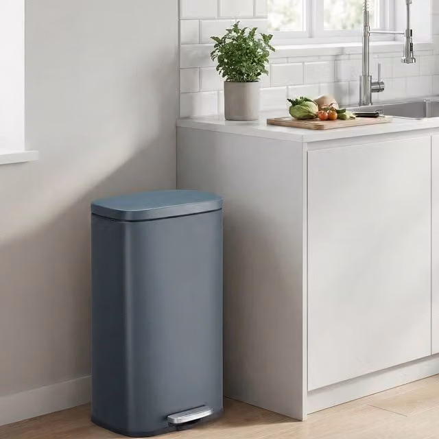 SONGMICS 30L Pedal Bin with Soft-Close Lid, Grey