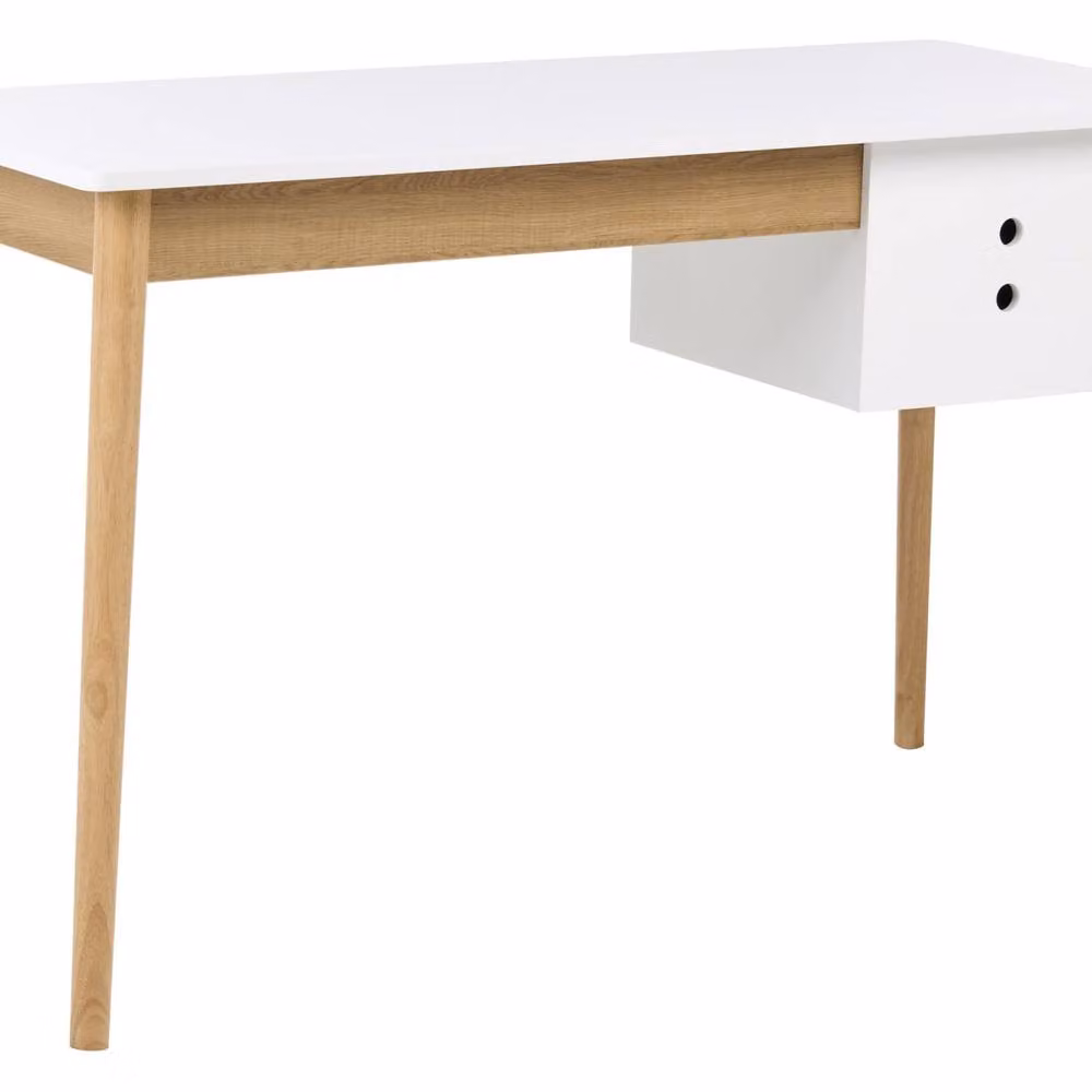 Wyld and Coco White Writing Desk with Pine Accents, W/D/H: 120 x 50 x 75 cm – 2