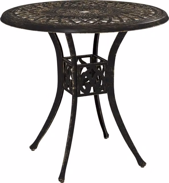 Outsunny Antique Cast Aluminium Round Garden Dining Table with Parasol Hole, Bronze Tone, Diameter: 78 cm