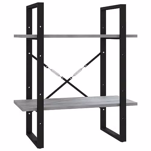 vidaXL 2-Tier Book Cabinet in Grey Sonoma, W: 60 cm, D: 30 cm, H: 70 cm