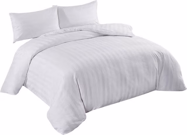 Neel Blue 300TC Cotton Mako Satin Duvet Cover Set with 2 Pillowcases, White Stripe, Double, Duvet Cover: 200 x 200 cm, Pillowcases: 50 x 70 cm – 1