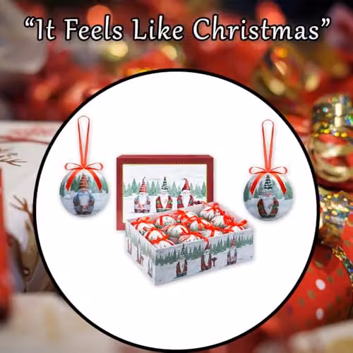VFM e-Store 12 Piece Santa Gonk Christmas Bauble Set in Red and Multicolour – 7
