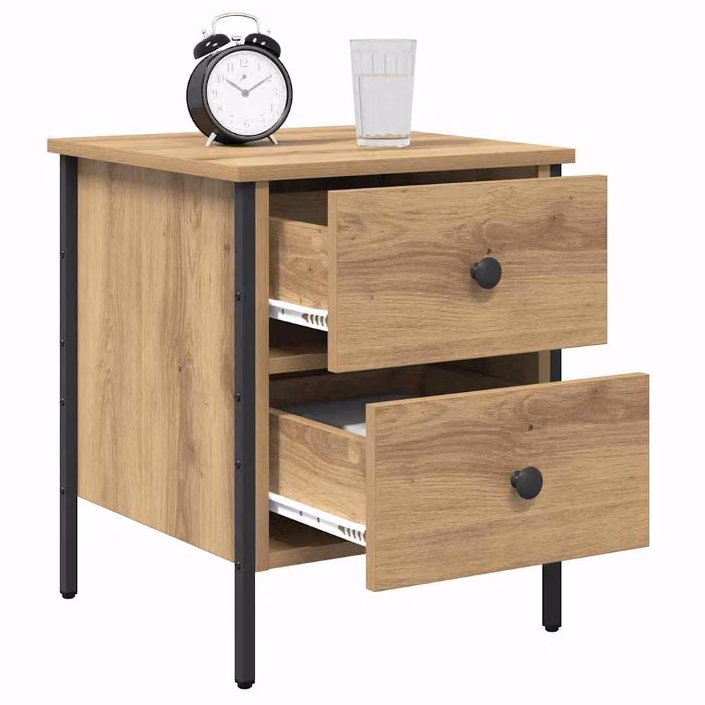 Berkfield Home Artisan Oak Bedside Cabinet in Beige, W/D/H: 40 x 42 x 50 cm – 3