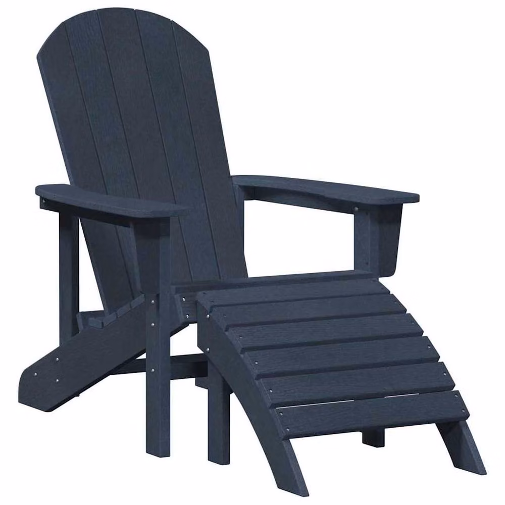 Berkfield Home Classic Adirondack Chair with Footrest in Navy Blue HDPE – 2