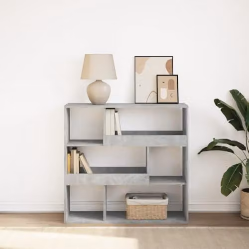 vidaXL Book Cabinet and Room Divider in Concrete Grey, W: 100 cm, D: 33 cm, H: 94.5 cm – 2