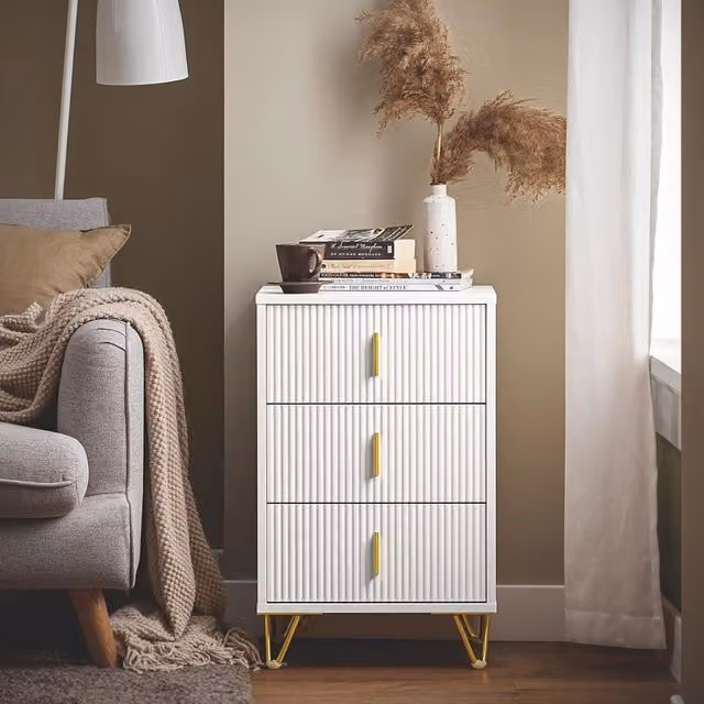 SoBuy Modern White Bedside Table and Nightstand