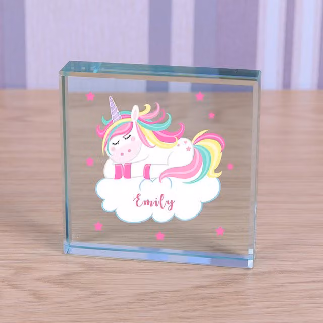 Uniqueful Personalised Unicorn Glass Token Multicolour Birthday Gift for Children