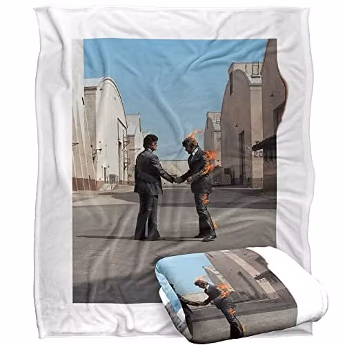 LOGOVISION Pink Floyd Wish You Were Here Super Soft Fleece Throw Blanket, White, W/D/H: 152 x 127 cm