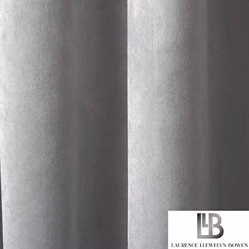 Laurence Llewelyn-Bowen Montrose Velvet Blackout Eyelet Curtains, Silver/Grey, W: 117 cm, H: 183 cm – 2