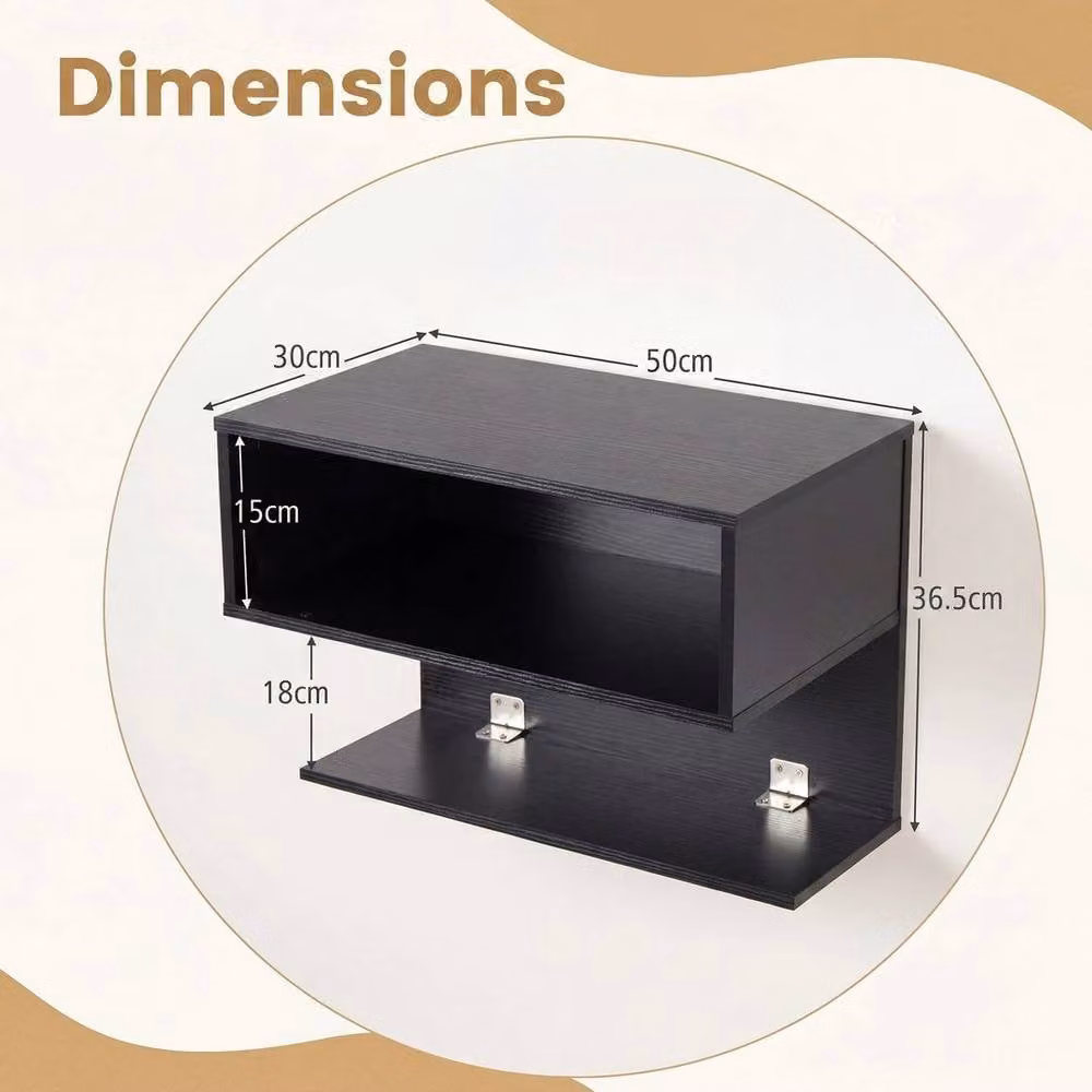 KORVIXA Set of 2 Minimalist Square Hanging Side End Tables in Matt Black – 2