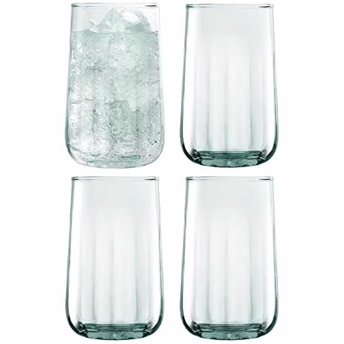 LSA International Mia Highball Tumbler Set of 4, Transparent Recycled Glass, 590 ml