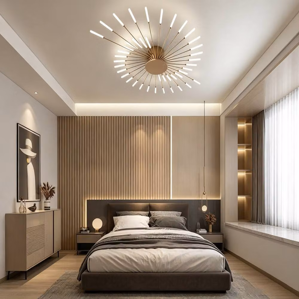 COMELY Modern LED Flush Ceiling Light with 42 Heads in Gold – 3